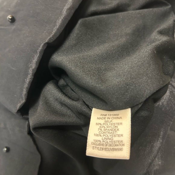 Lucky Brand S NWOT Black Tiered Pleated mini Gown with Maxi bow train beaded - Picture 16 of 16